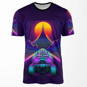 Outrun Retrowave Warthog Halo Ring All-over-print T-shirt