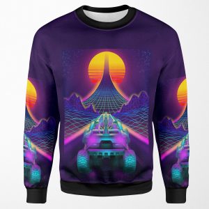 Outrun Retrowave Warthog Halo Ring All-over-print Unisex Sweatshirt