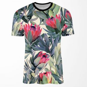 Painted Protea Pattern All-over-print T-shirt