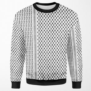 Palestinian Hatta Kufiya Folk Pattern 2 Black Palestine Arabic Traditional Keffiyeh Design All-over-print Unisex Sweatshirt