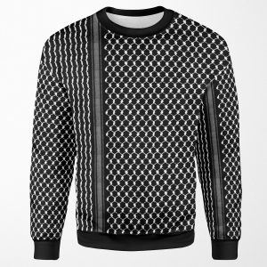 Palestinian Traditional Hatta Kufiya Pattern 2 Freedom Iconic Palestine Folk Design Wht All-over-print Unisex Sweatshirt