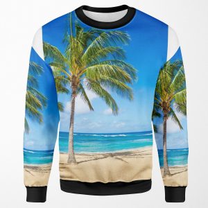 Palm Trees On The Sandy Beach In Hawaii All-over-print Unisex Sweatshirt