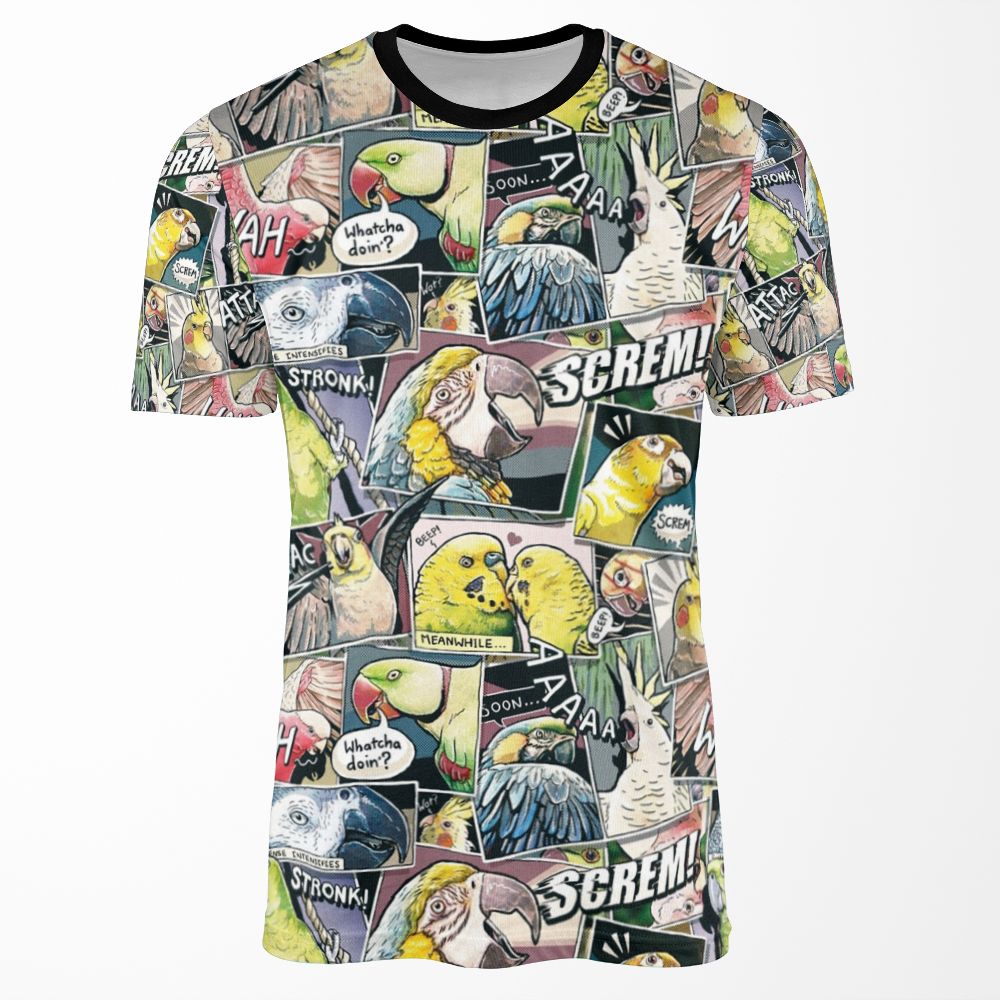 Parrots Comic Style All-over-print T-shirt