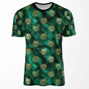 Patterns Tiger Face Pattern Design Emerald And Gold Yellow All-over-print T-shirt