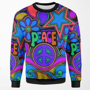 Peace And Love Flowers And Stars Hippie Design All-over-print Unisex Sweatshirt