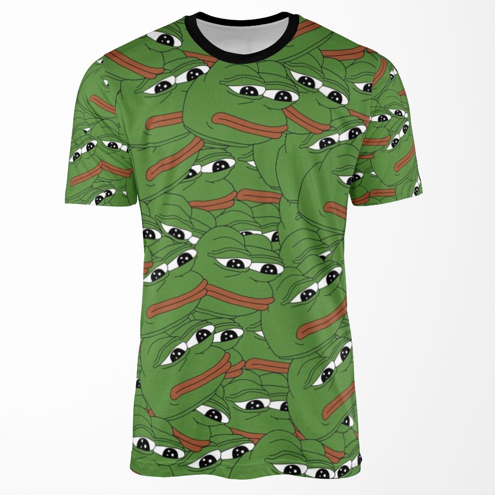 Pepe Allover Pattern Sad Frog Meme All-over-print T-shirt