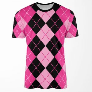 Pink Argyle Design All-over-print T-shirt