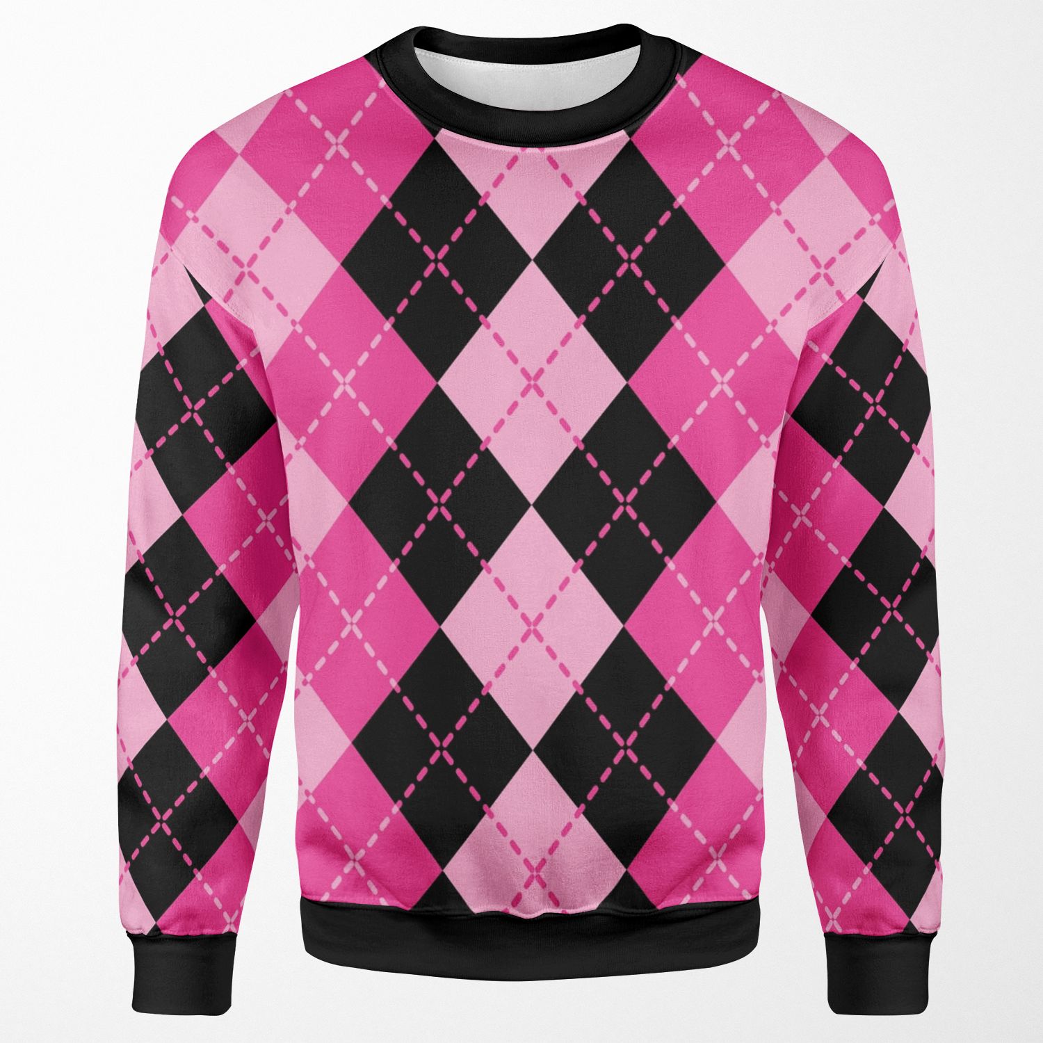 Pink Argyle Design All-over-print Unisex Sweatshirt