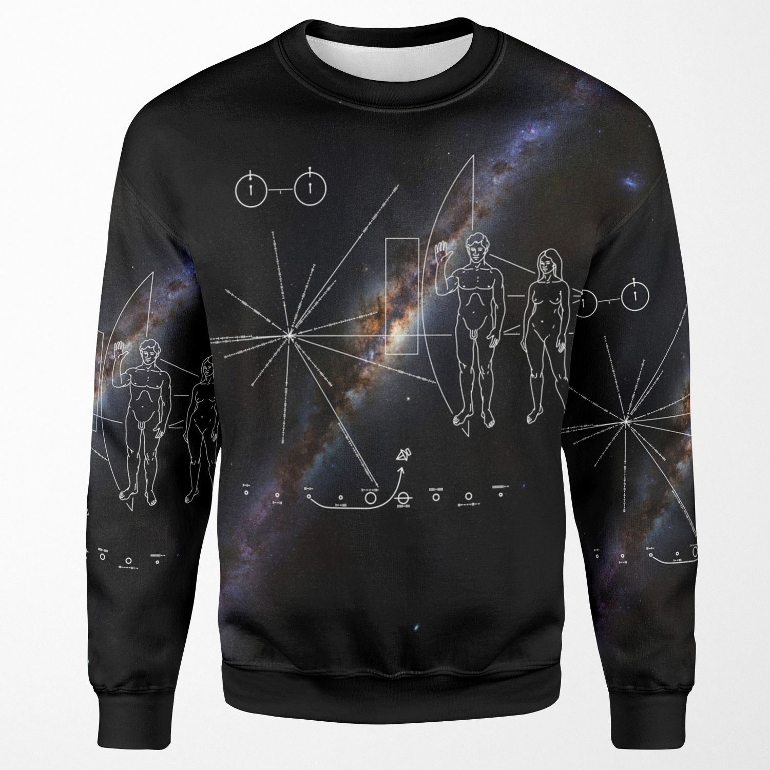 Pioneer 10 And Pioneer Plaque And Milky Way Galaxy All-over-print Unisex Sweatshirt
