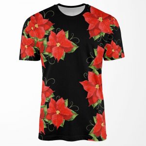 Poinsettias With Leaves Christmas Flower All-over-print T-shirt