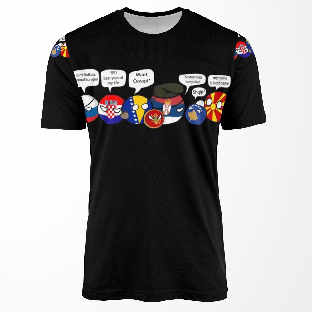 Polandball Yugoslavia Family Portrait With Dialogues All-over-print T-shirt