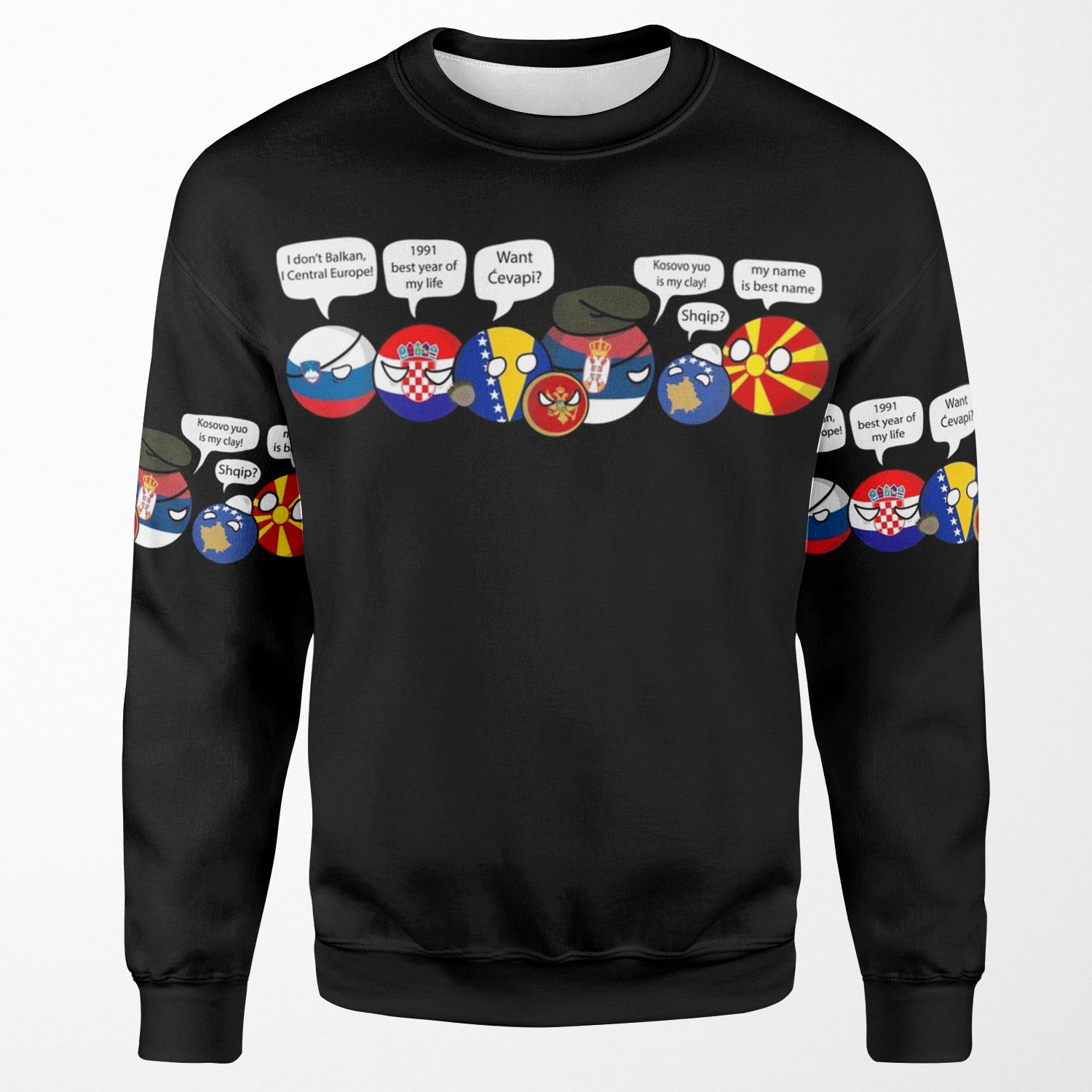 Polandball Yugoslavia Family Portrait With Dialogues All-over-print Unisex Sweatshirt