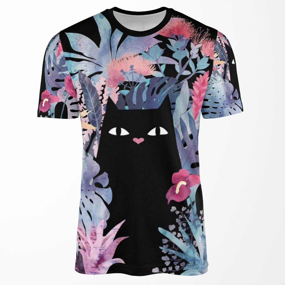 Popoki Pastel Black Velvet All-over-print T-shirt