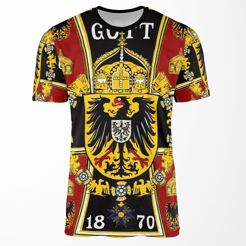 Prussian Battle Flag Of 1870 On Red All-over-print T-shirt