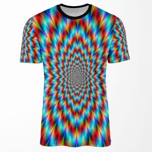 Psychedelic Optical Illusion Rainbow Pattern All-over-print T-shirt