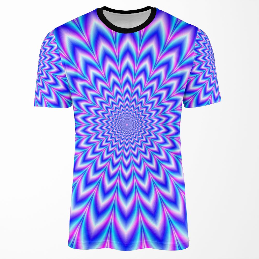 Psychedelic Pulse In Blue And Pink All-over-print T-shirt