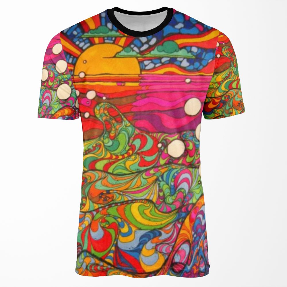 Psychedelic Trippy Hippy Colorful Illustration All-over-print T-shirt