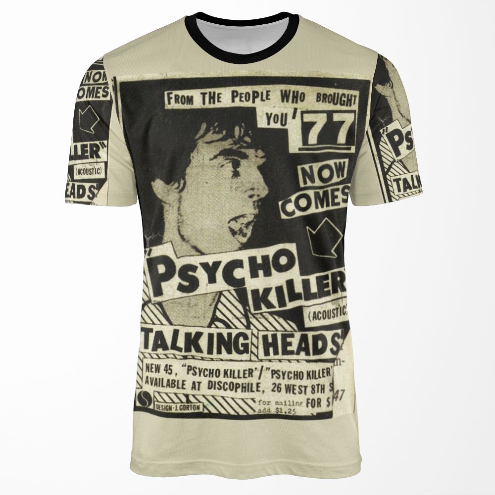 Psycho Killer Talking Heads Post Punk Concert Poster 1977 All-over-print T-shirt