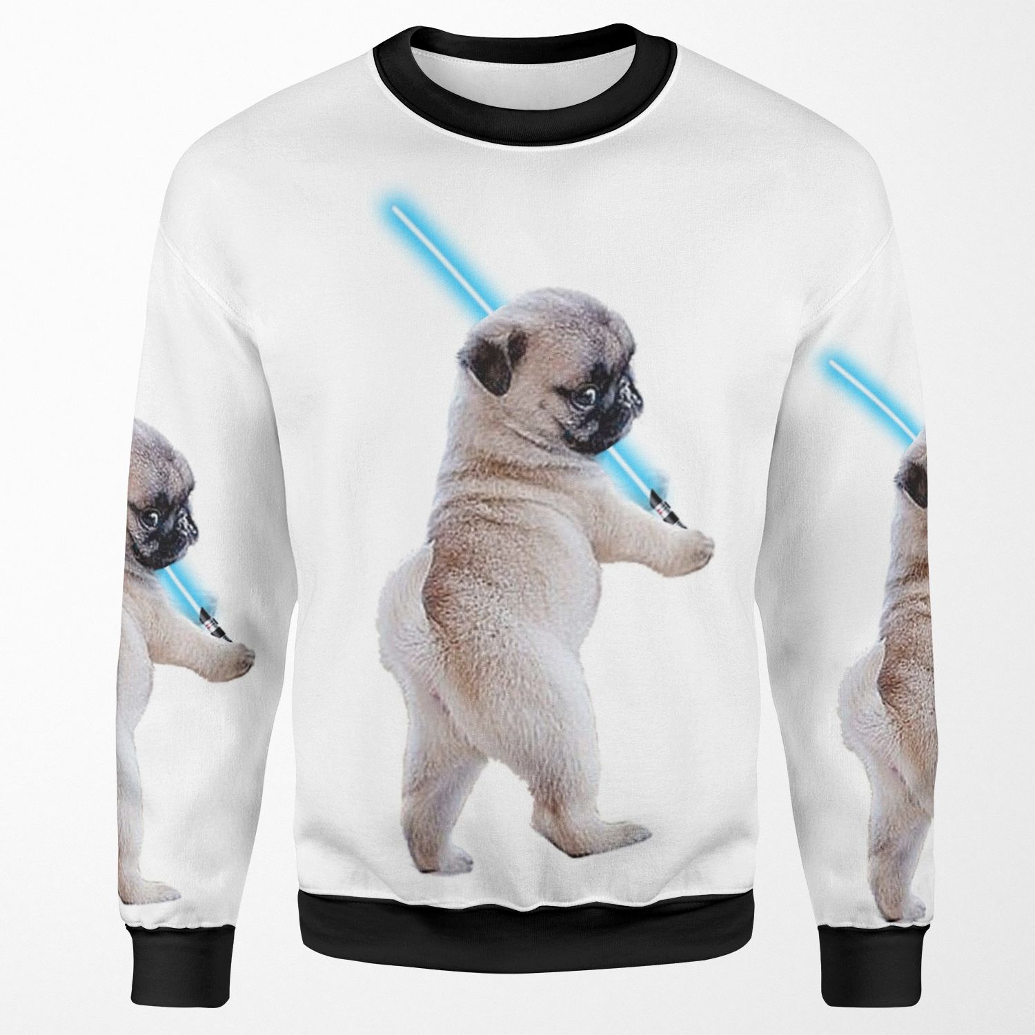 Pug With Lightsaber All-over-print Unisex Sweatshirt
