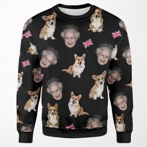 Queen Elizabeth And Corgis Pattern All-over-print Unisex Sweatshirt