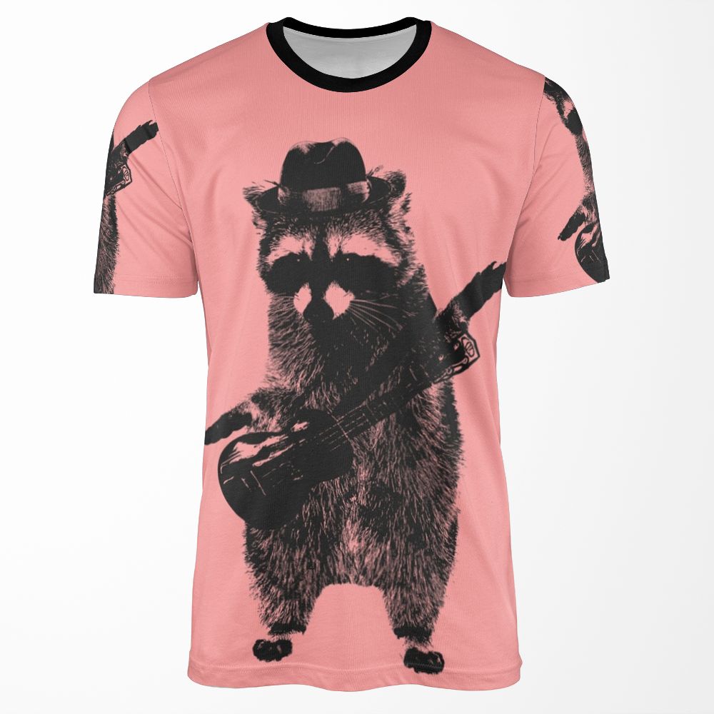 Raccoon Wielding Ukulele All-over-print T-shirt