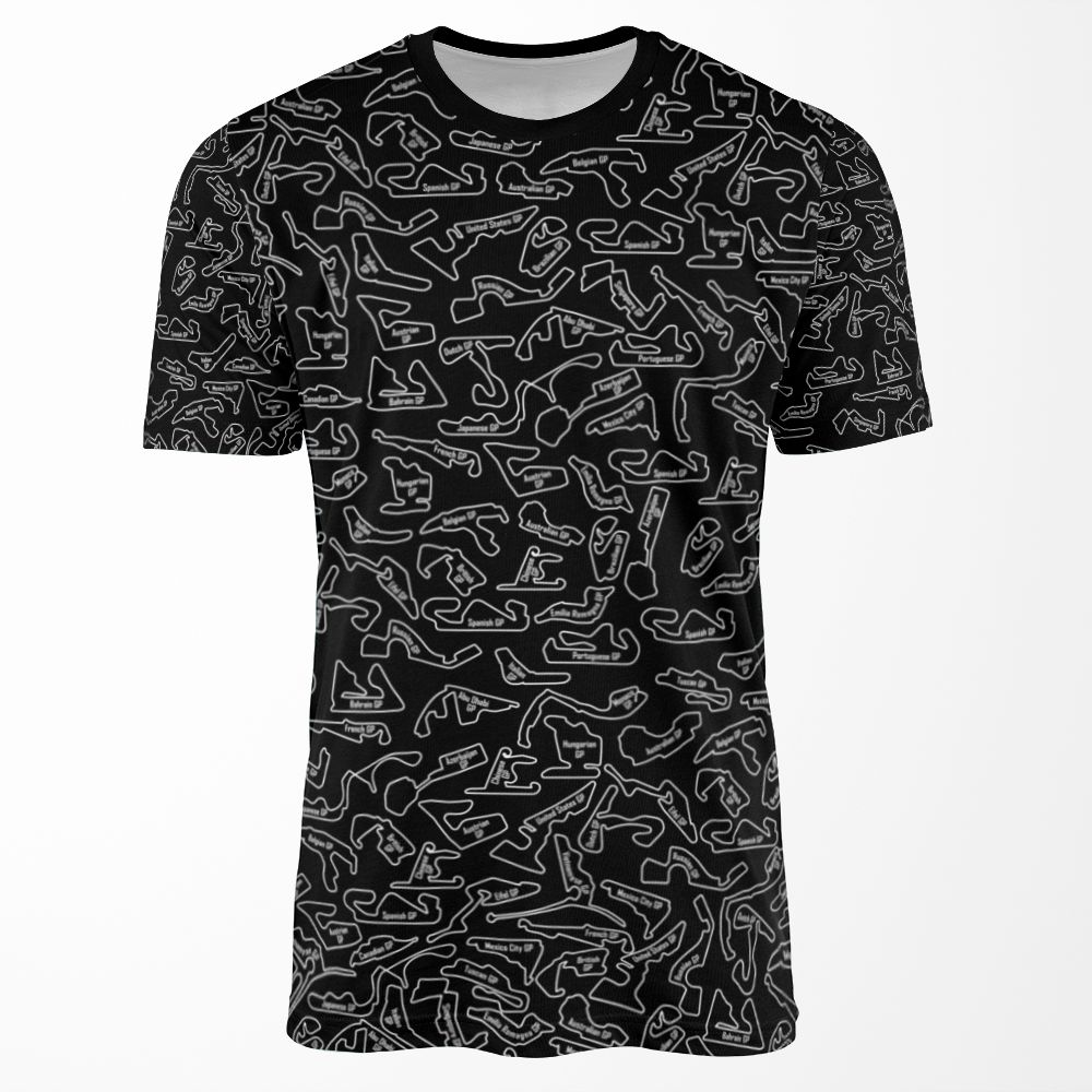 Race Circuits Pattern All-over-print T-shirt