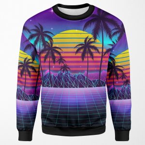 Radiant Sunset Synthwave All-over-print Unisex Sweatshirt