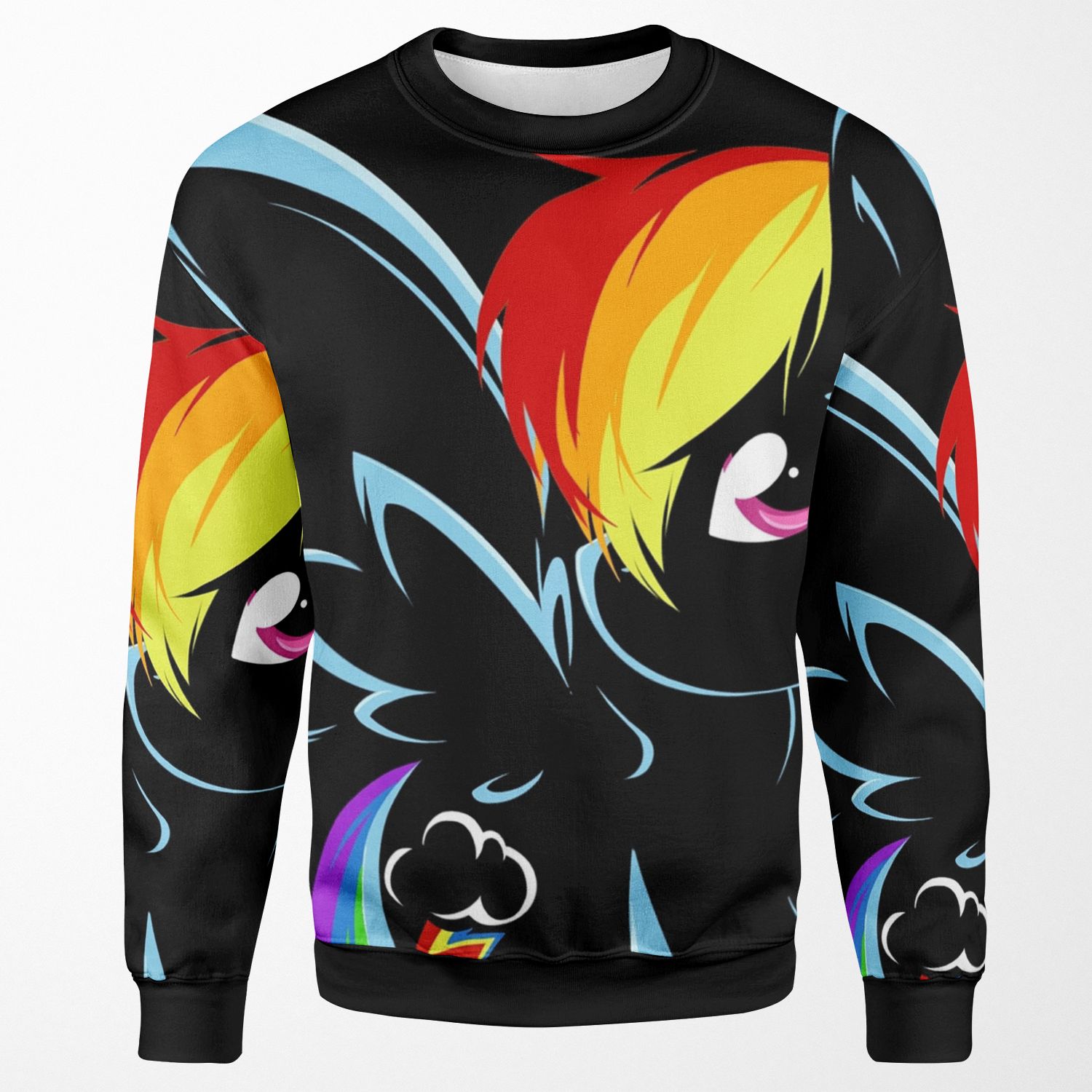 Rainbow Dash Black All-over-print Unisex Sweatshirt