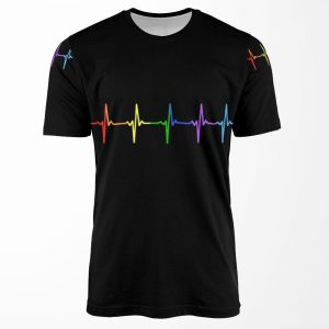 Rainbow Pulse Hearbeat Lgbt All-over-print T-shirt