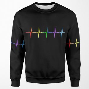 Rainbow Pulse Hearbeat Lgbt All-over-print Unisex Sweatshirt