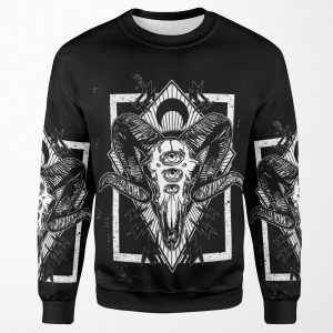 Ram Skull Monochrome All-over-print Unisex Sweatshirt