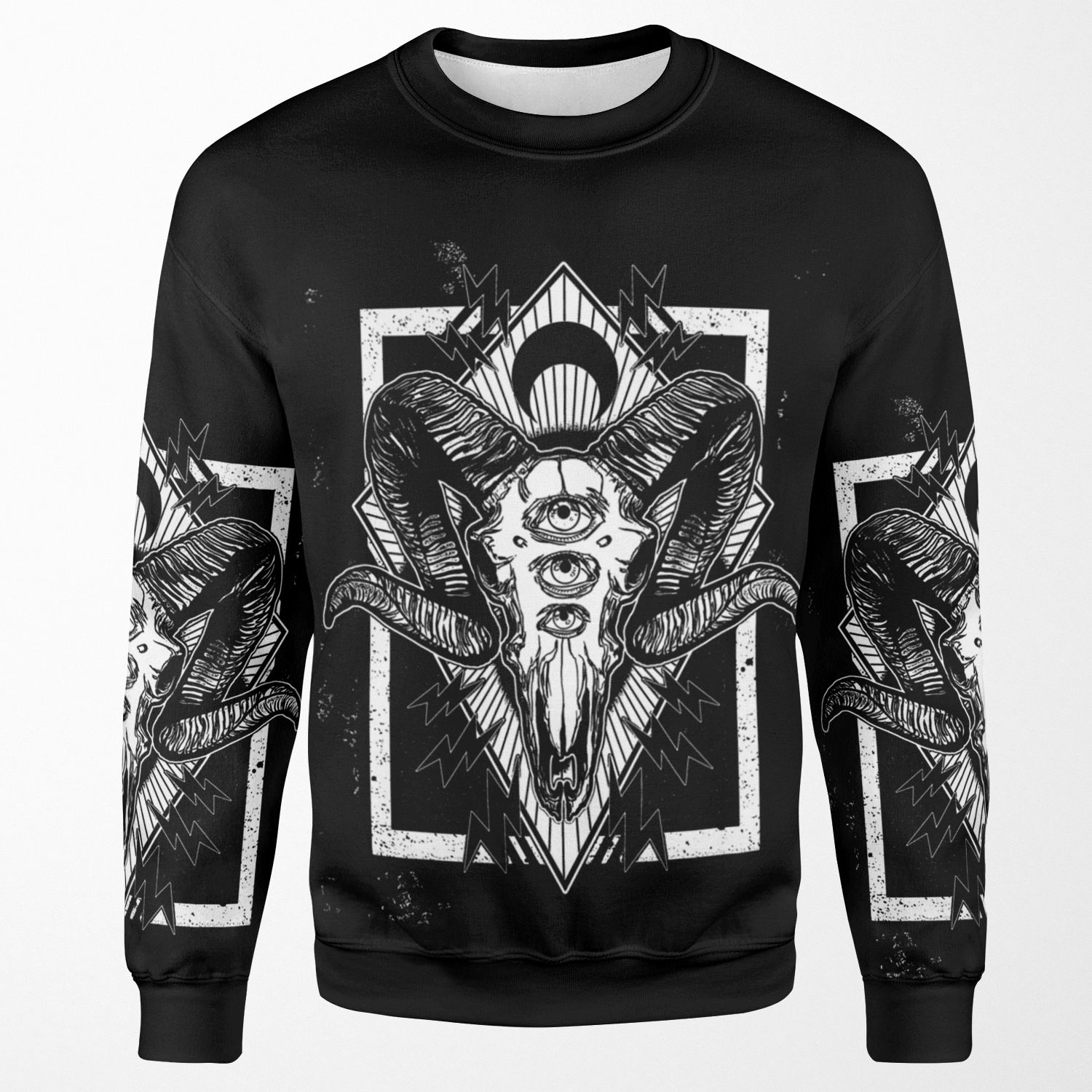 Ram Skull Monochrome All-over-print Unisex Sweatshirt