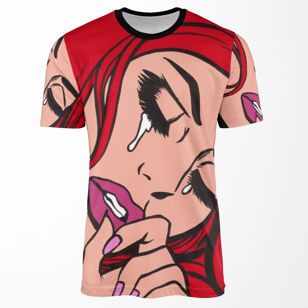 Red Hair Crying Comic Girl All-over-print T-shirt