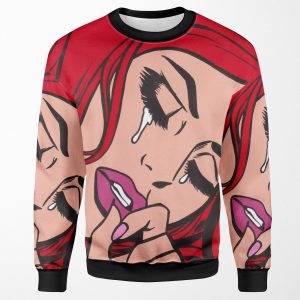 Red Hair Crying Comic Girl All-over-print Unisex Sweatshirt