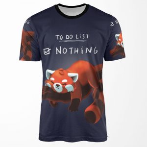 Red Panda Day To Do List Nothing Cute Fluffy Animal Procrastinate All-over-print T-shirt