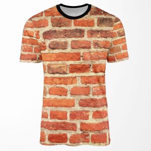 Red Vinatge Brick Wall Pattern Photography Brick Print All-over-print T-shirt