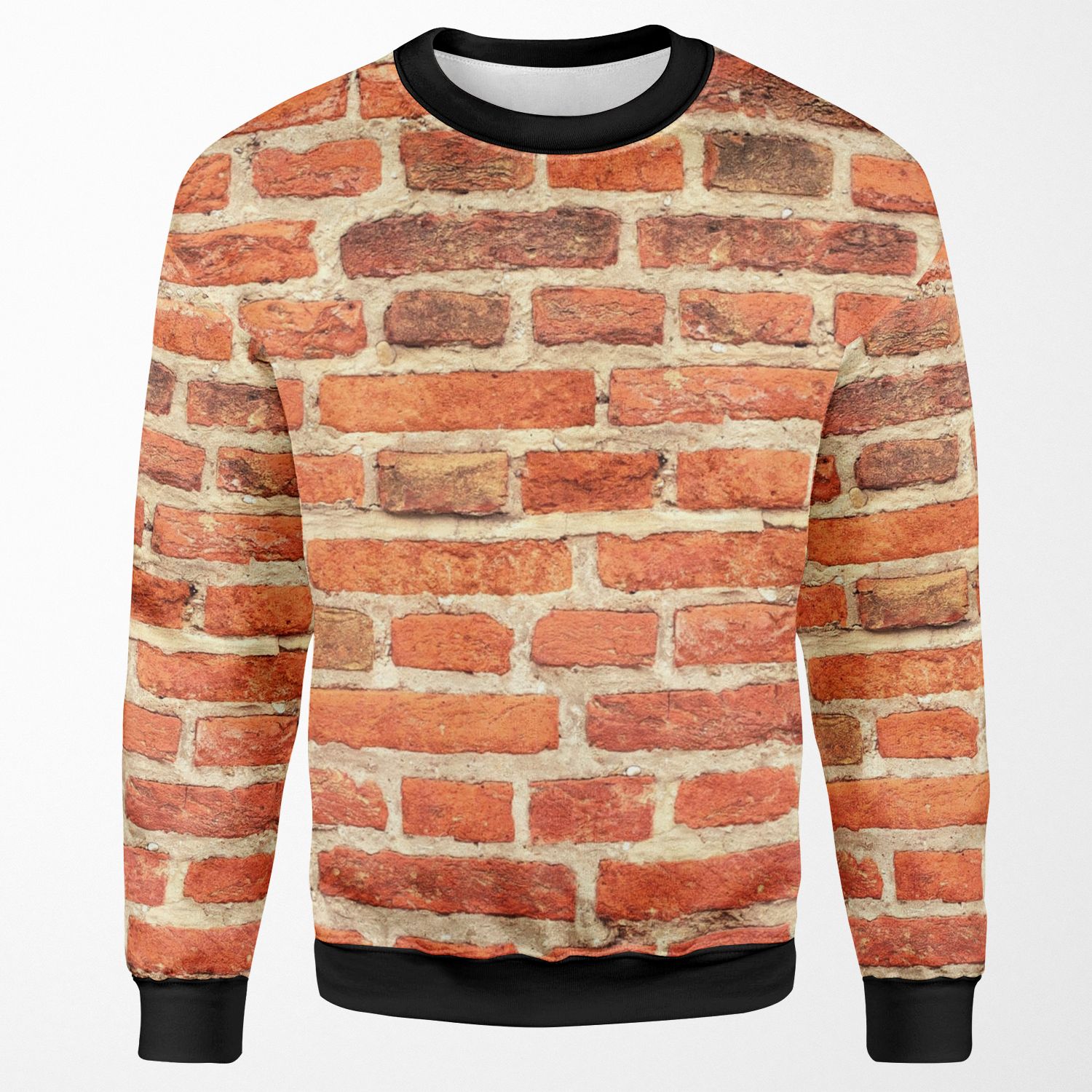Red Vinatge Brick Wall Pattern Photography Brick Print All-over-print Unisex Sweatshirt