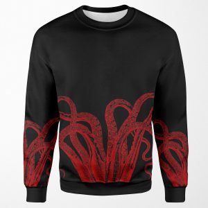 Red Vintage Octopus Tentacles Illustration All-over-print Unisex Sweatshirt