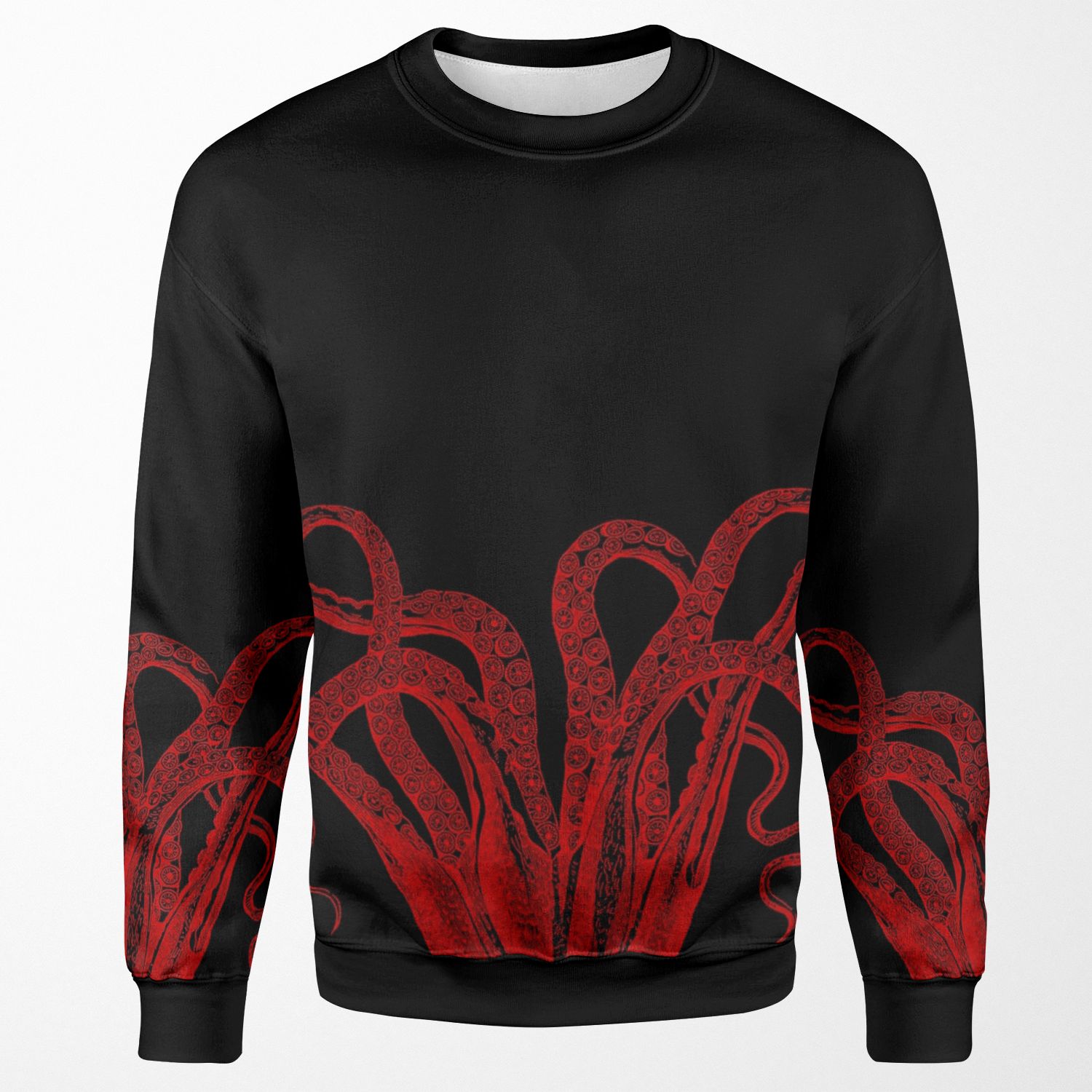 Red Vintage Octopus Tentacles Illustration All-over-print Unisex Sweatshirt