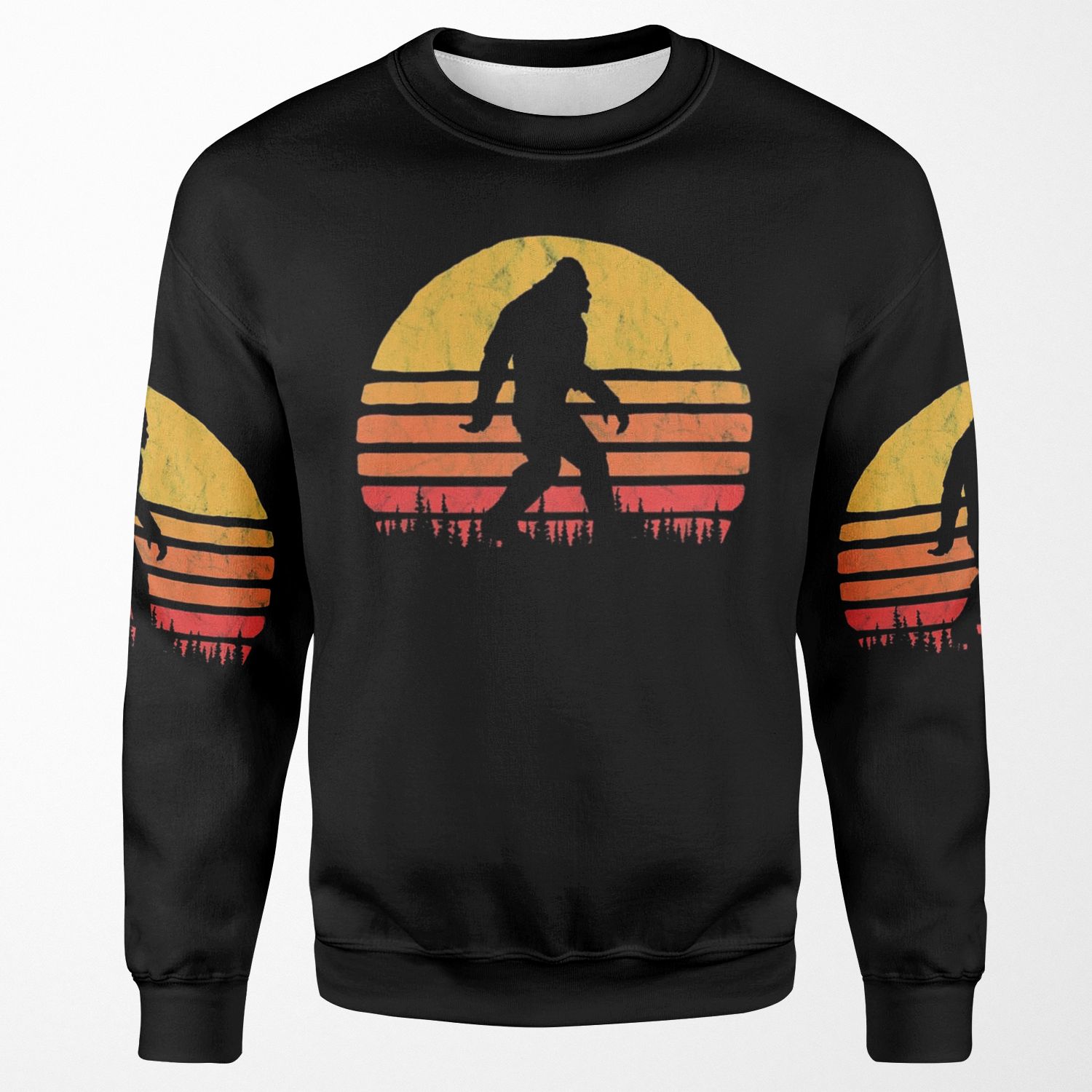 Retro Bigfoot Silhouette Sun Vintage Believe All-over-print Unisex Sweatshirt