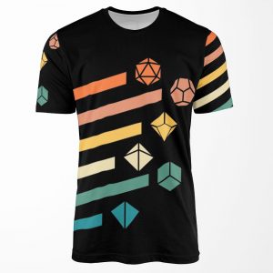 Retro Rainbow Polyhedral Dice Set Colors Tabletop Rpg All-over-print T-shirt
