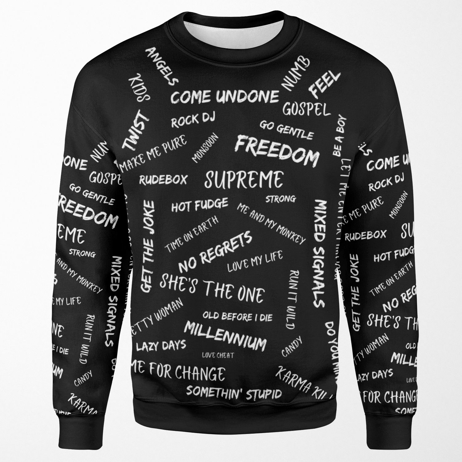 Robbie Williams Song Titles Black All-over-print Unisex Sweatshirt