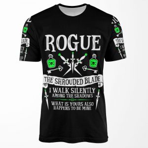 Rogue The Shrouded Blade Dungeons And Dragons White Text All-over-print T-shirt