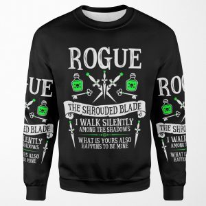 Rogue The Shrouded Blade Dungeons And Dragons White Text All-over-print Unisex Sweatshirt