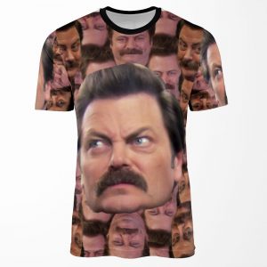 Ron Swanson Head Print All-over-print T-shirt