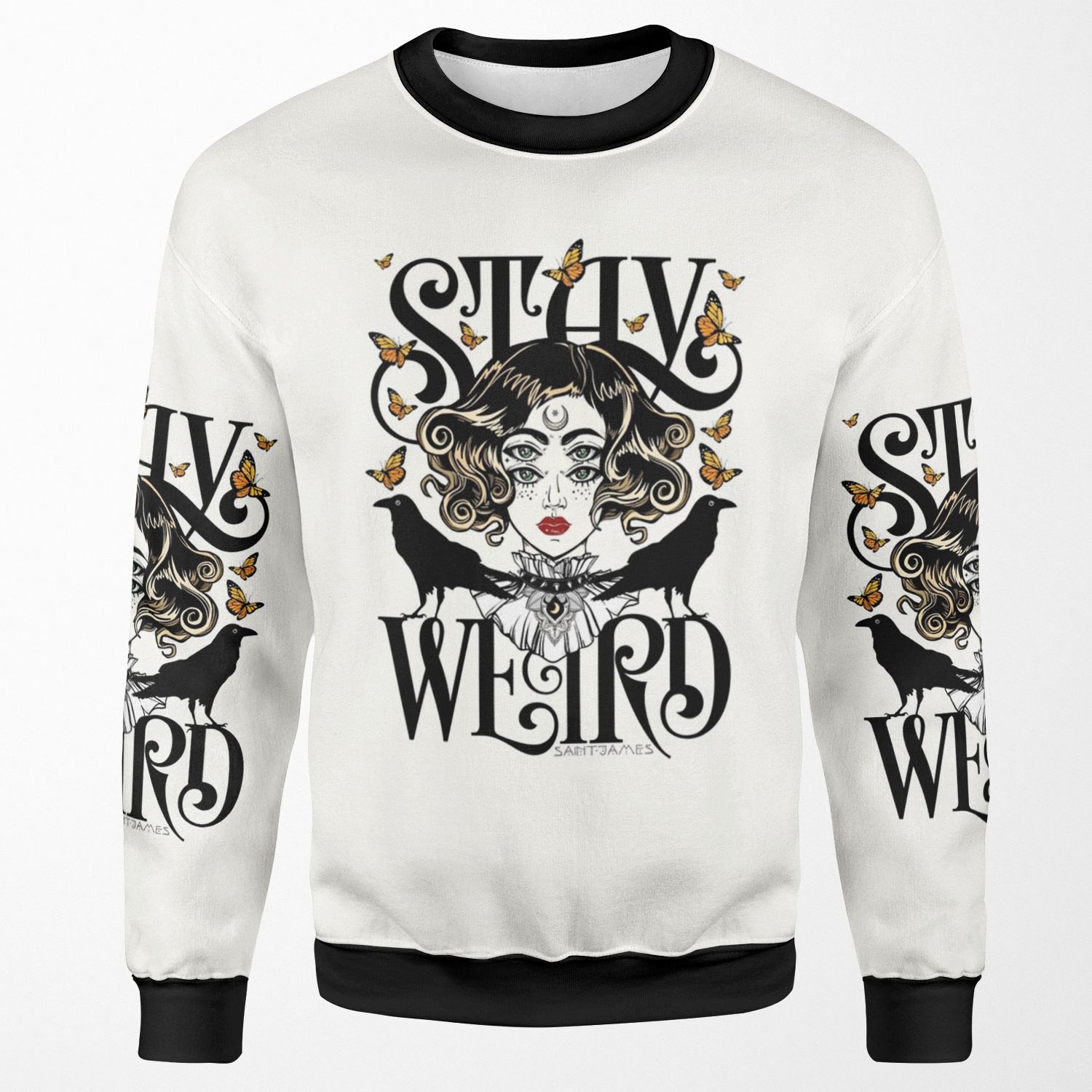 Rose And The Ravens Stay Weird Colour Version All-over-print Unisex Sweatshirt