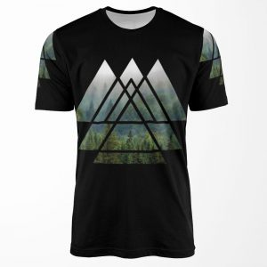 Sacred Geometry Triangles Misty Forest All-over-print T-shirt