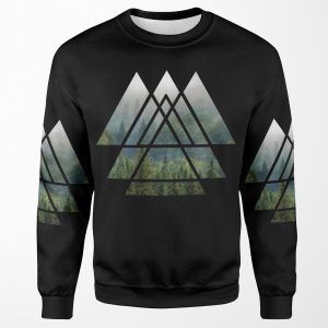 Sacred Geometry Triangles Misty Forest All-over-print Unisex Sweatshirt