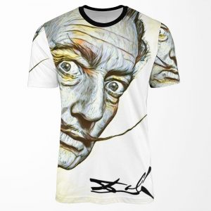 Salvador Dali Portrait Weird Look Yellow And Blue All-over-print T-shirt
