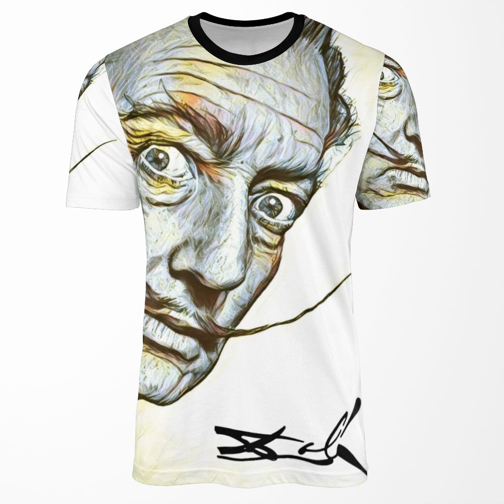 Salvador Dali Portrait Weird Look Yellow And Blue All-over-print T-shirt